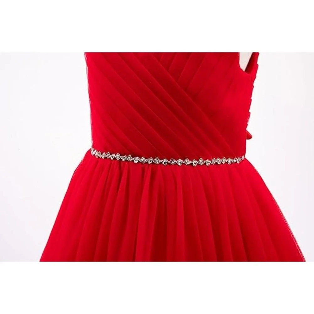 MSRP $71 Glamulice Flower Girl Wedding Dress 13-14 Years Red Tulle Long A Line‎